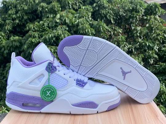 Air Jordan 4 Men's Women's Basketball Shoes White Purple-37 - Click Image to Close